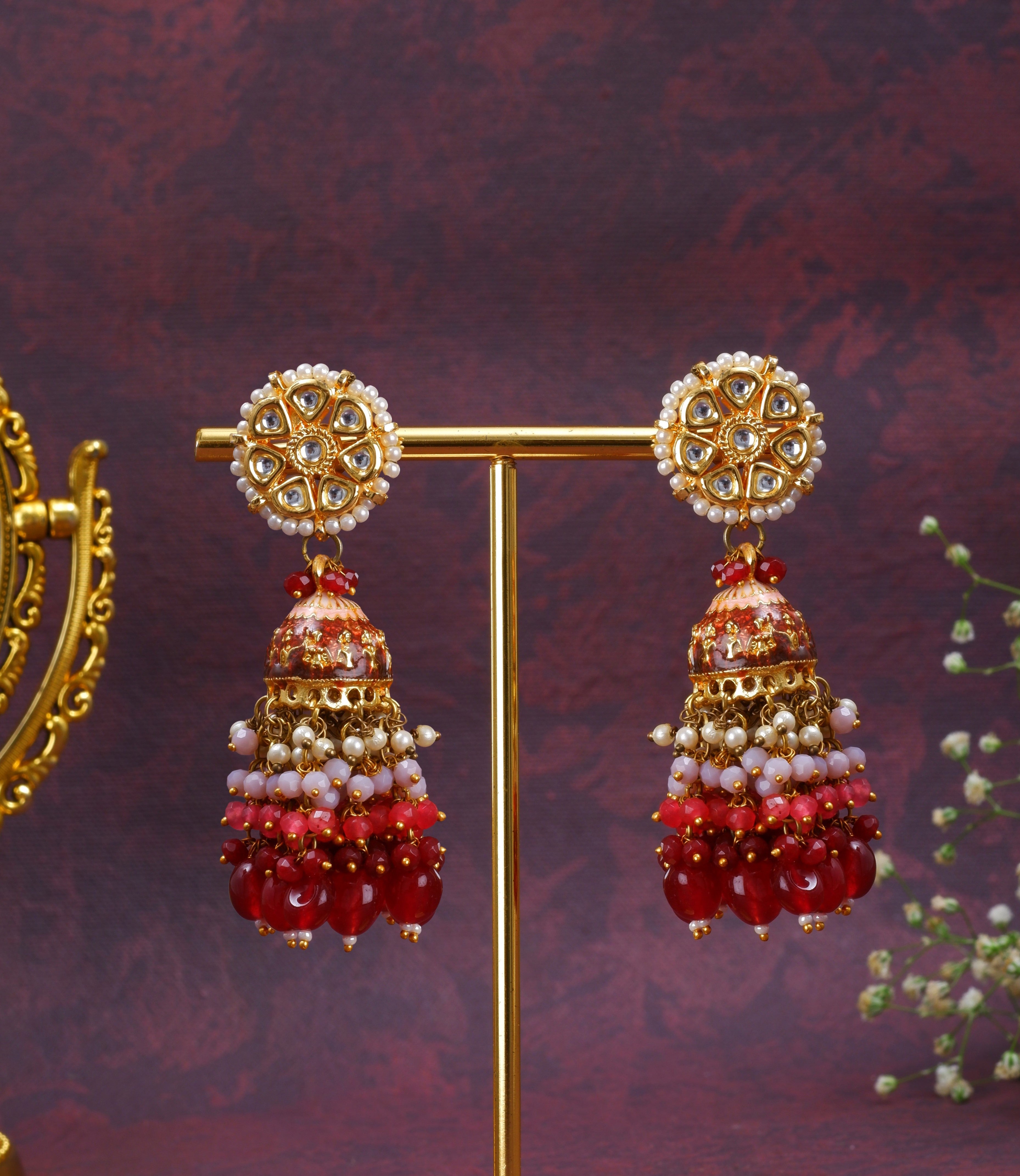 Ruby Kundan Jhumkas