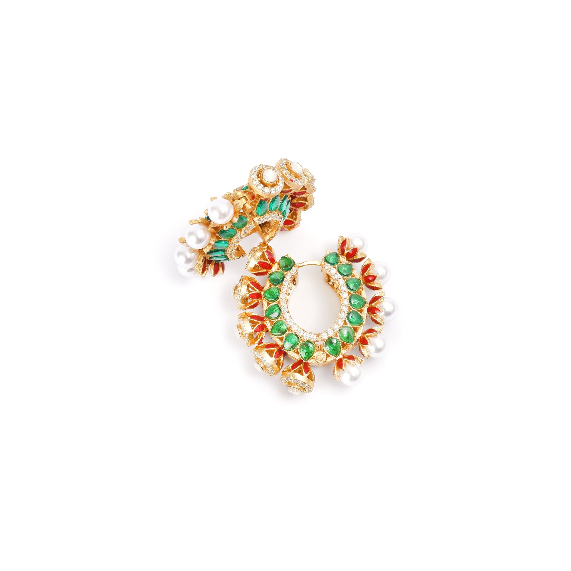 Meera emerald pearl hoops