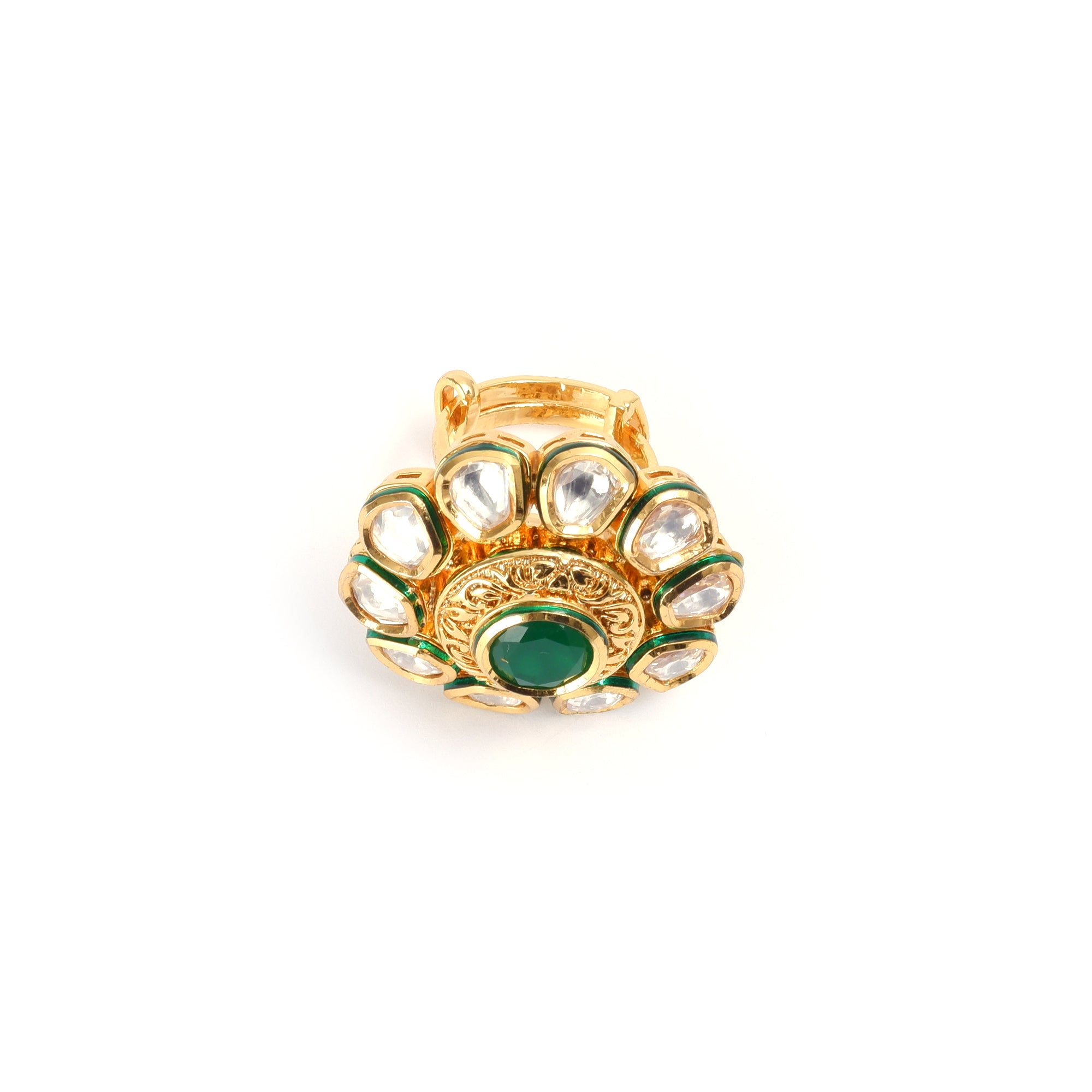 Emerald kundan ring