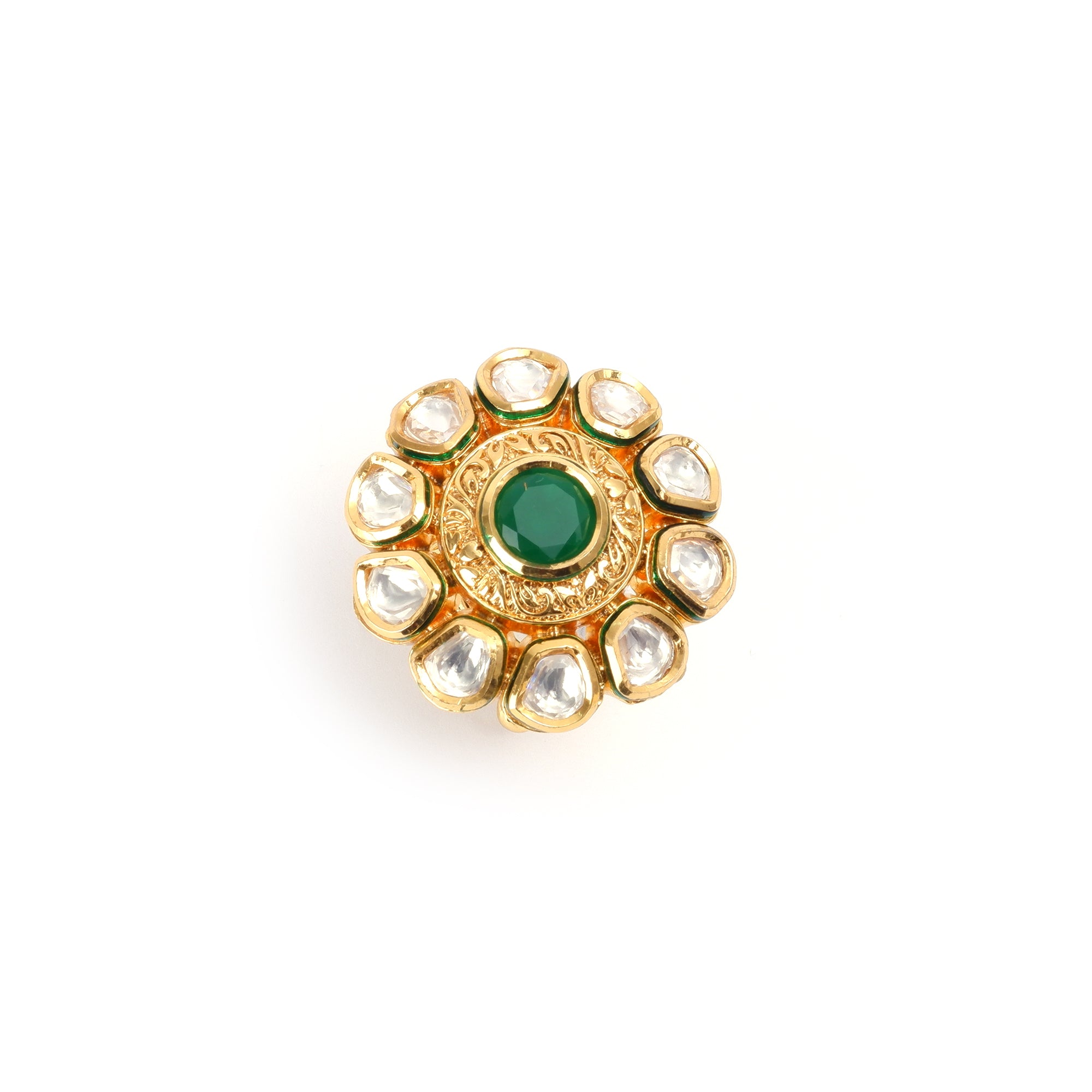 Emerald kundan ring