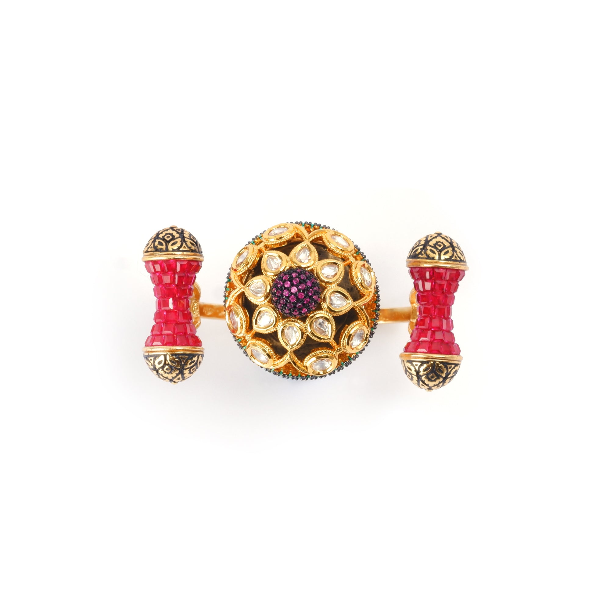Royal kundan double finger ring