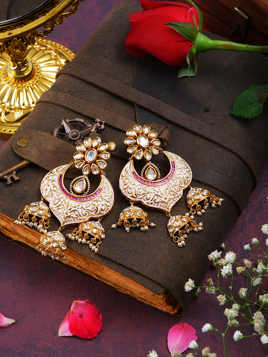 Kundan chand baali earrings