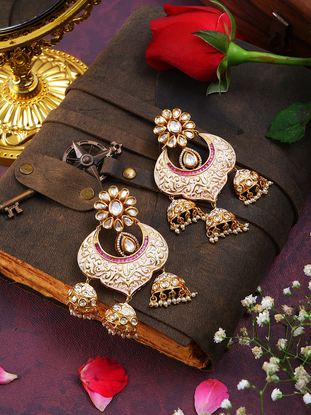 Kundan chand baali earrings