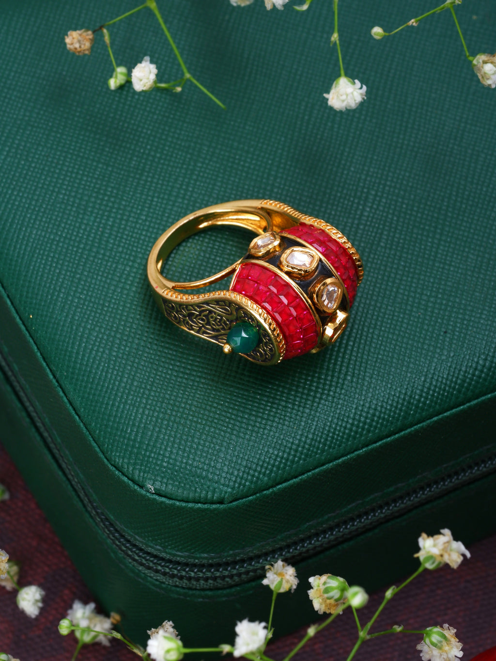 Meenakari Baguette Ring