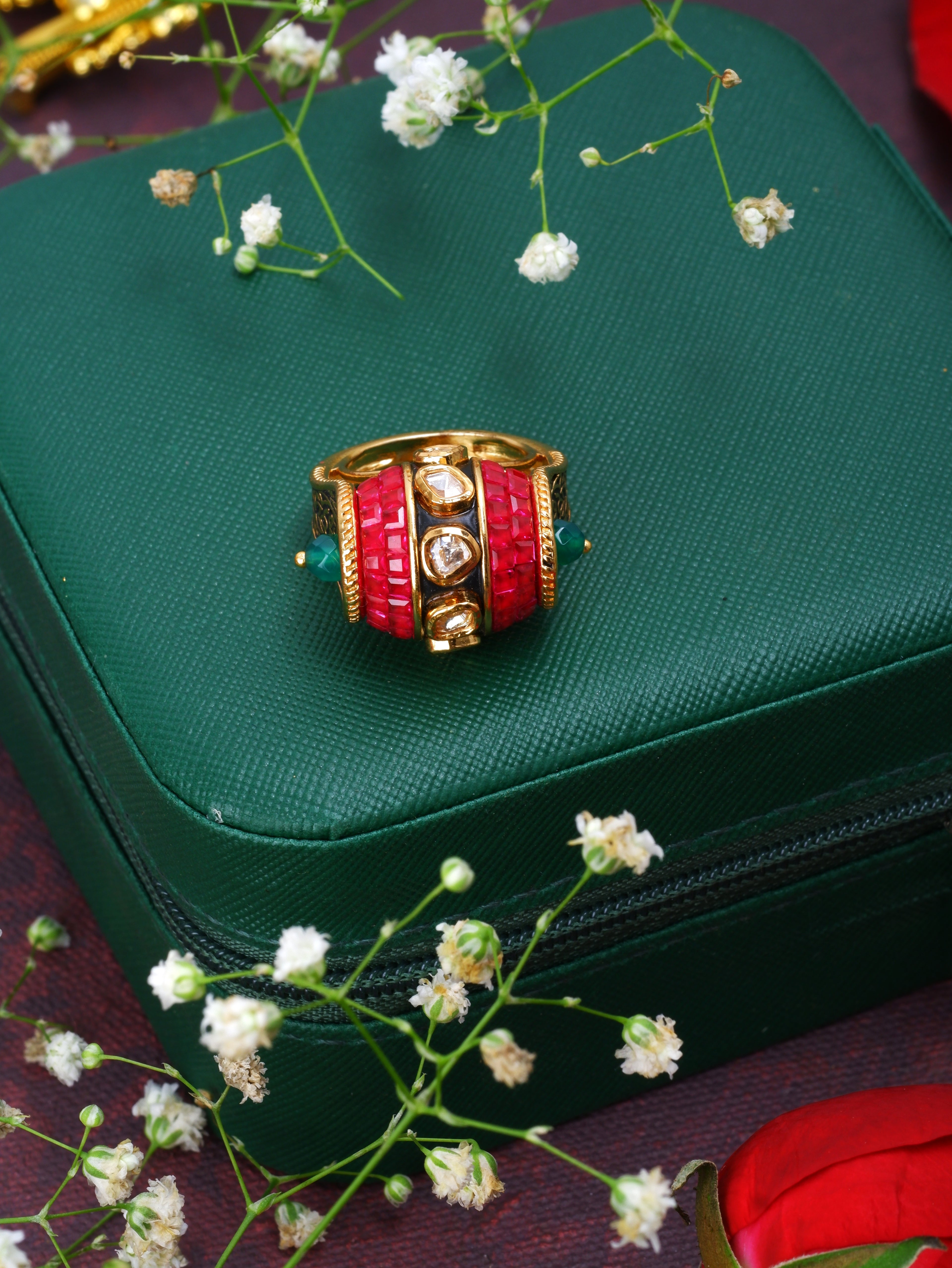 Meenakari Baguette Ring