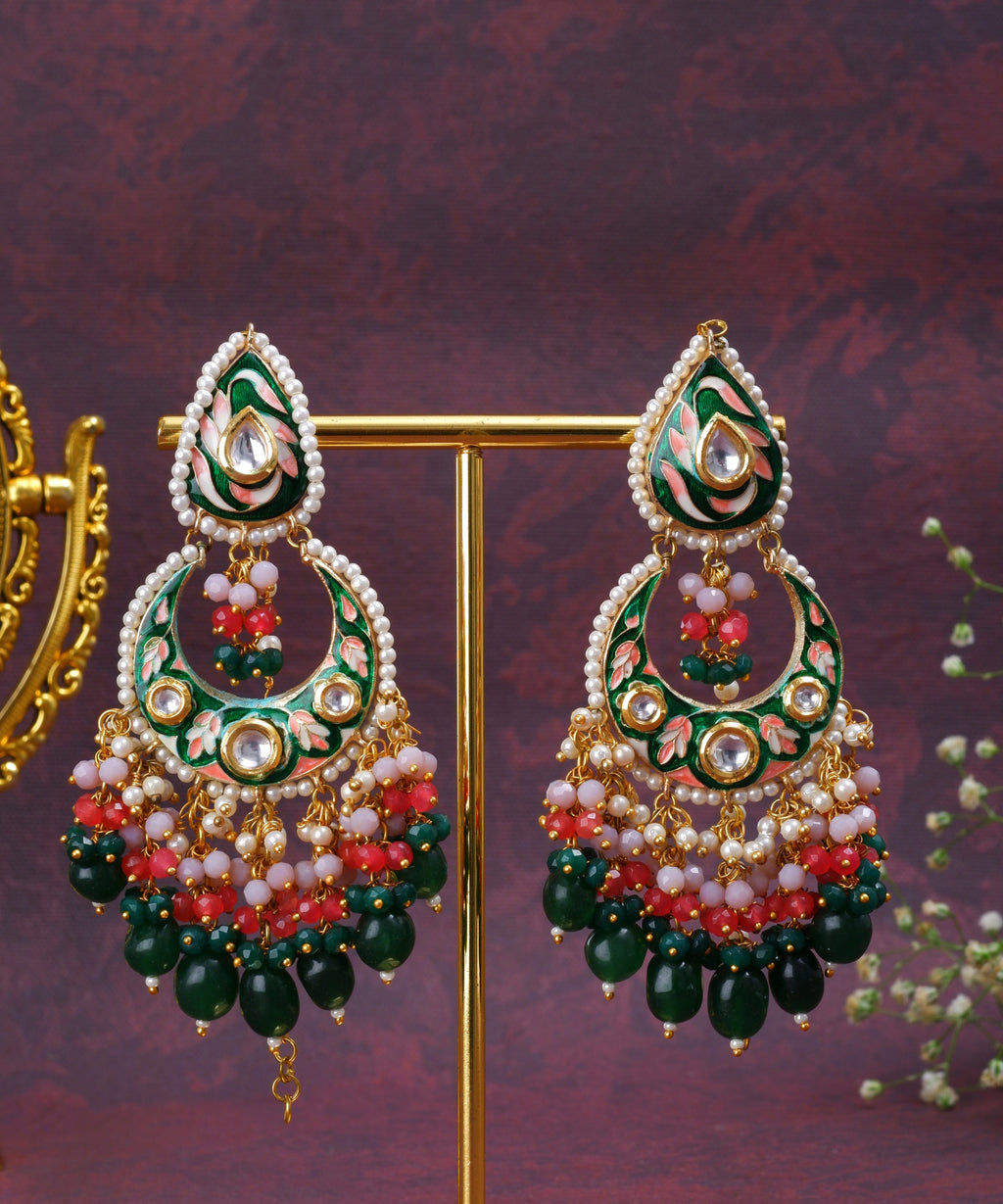 Royal Emerald Chand Baali Earrings