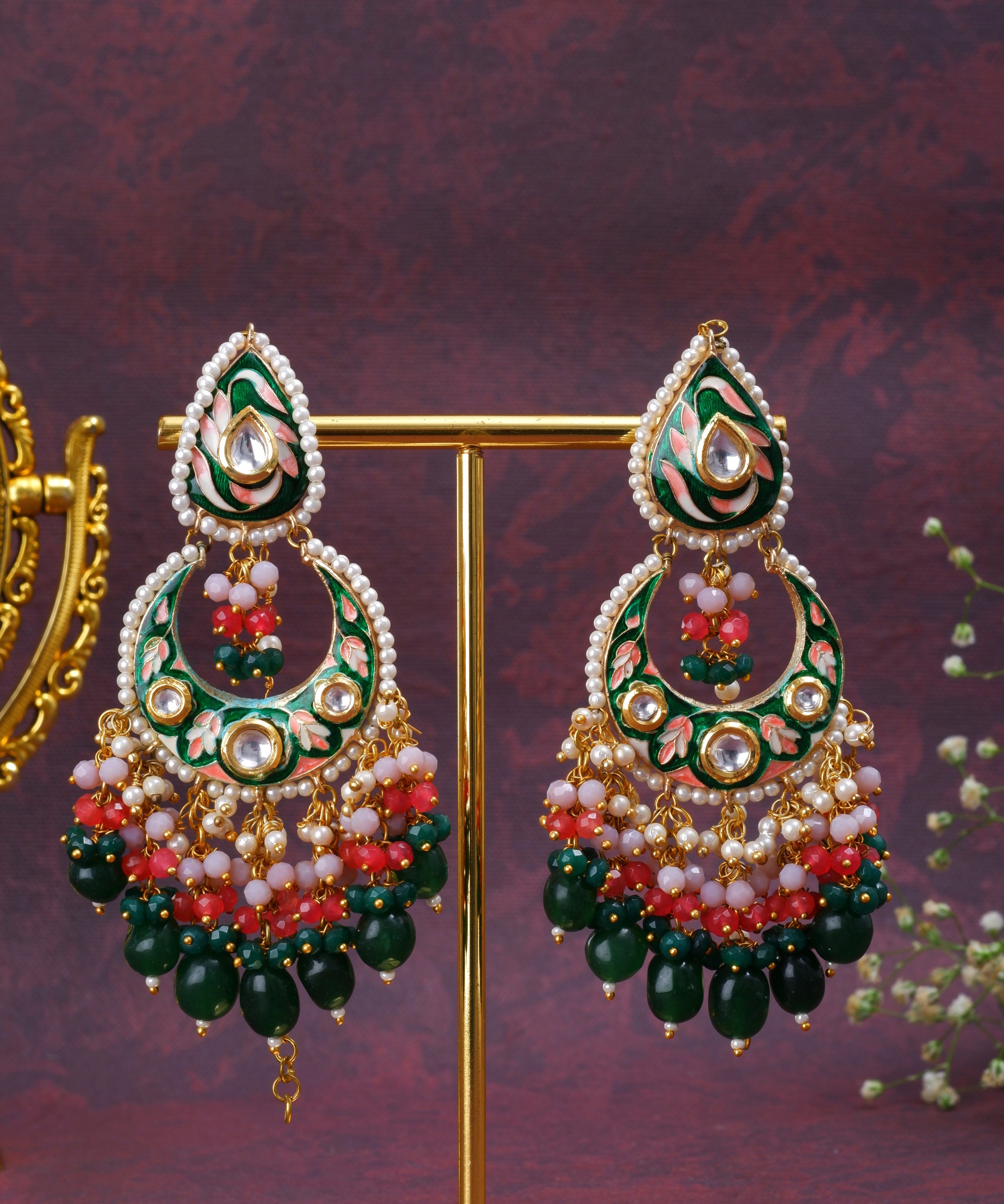 Royal Emerald Chand Baali Earrings
