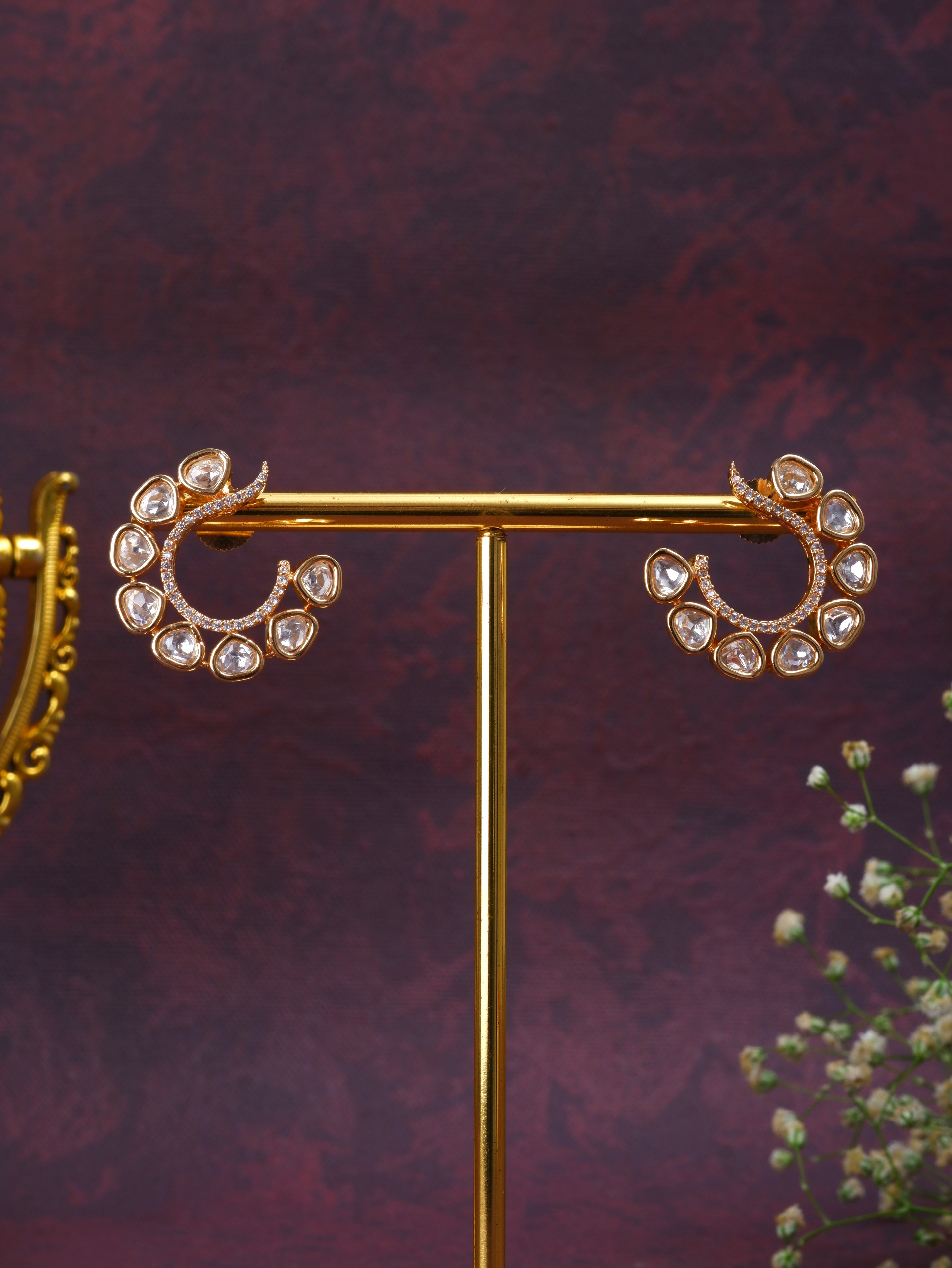 Crescent moissanite hoops