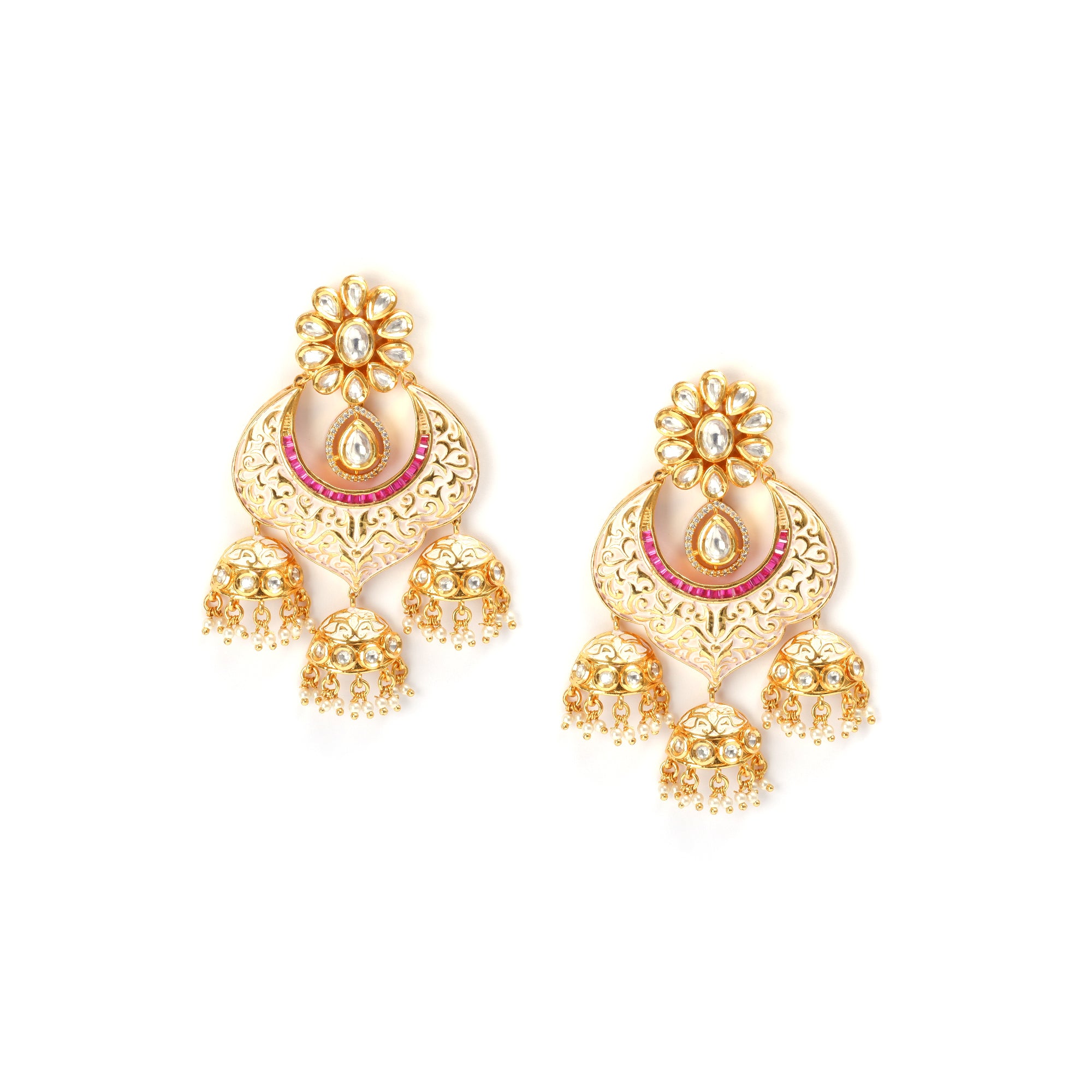 Kundan chand baali earrings