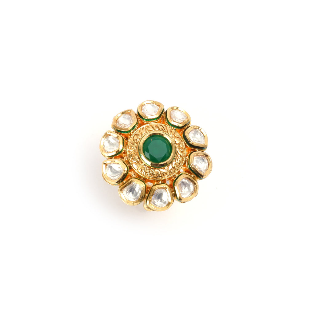 Emerald kundan ring