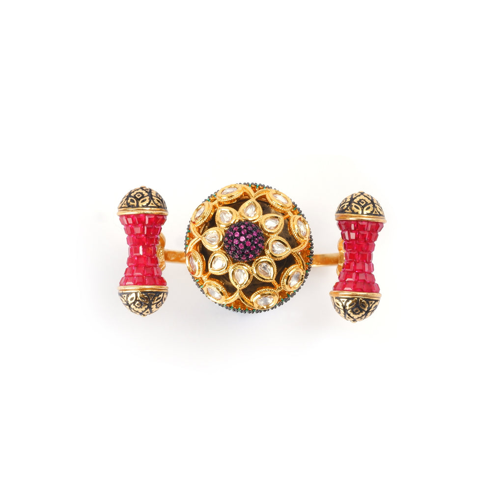 Royal kundan double finger ring
