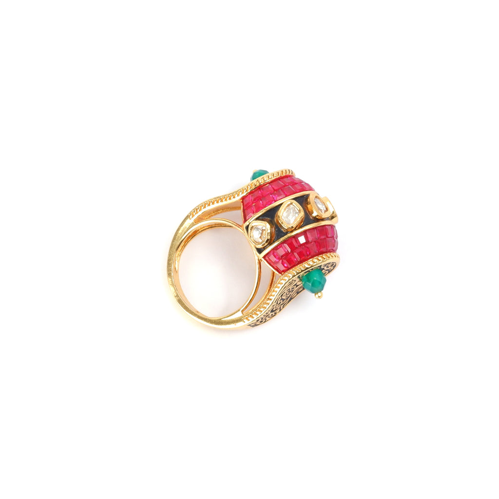 Meenakari Baguette Ring
