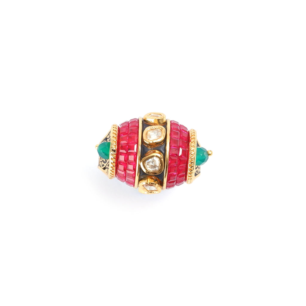 Meenakari Baguette Ring
